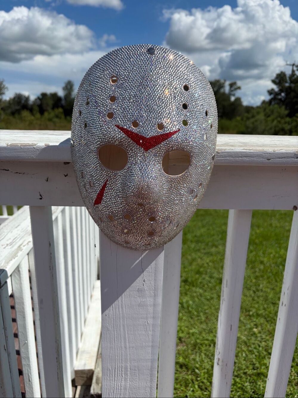 Friday the 13th Jason Rhinestone Hockey Mask Halloween Horror Decor